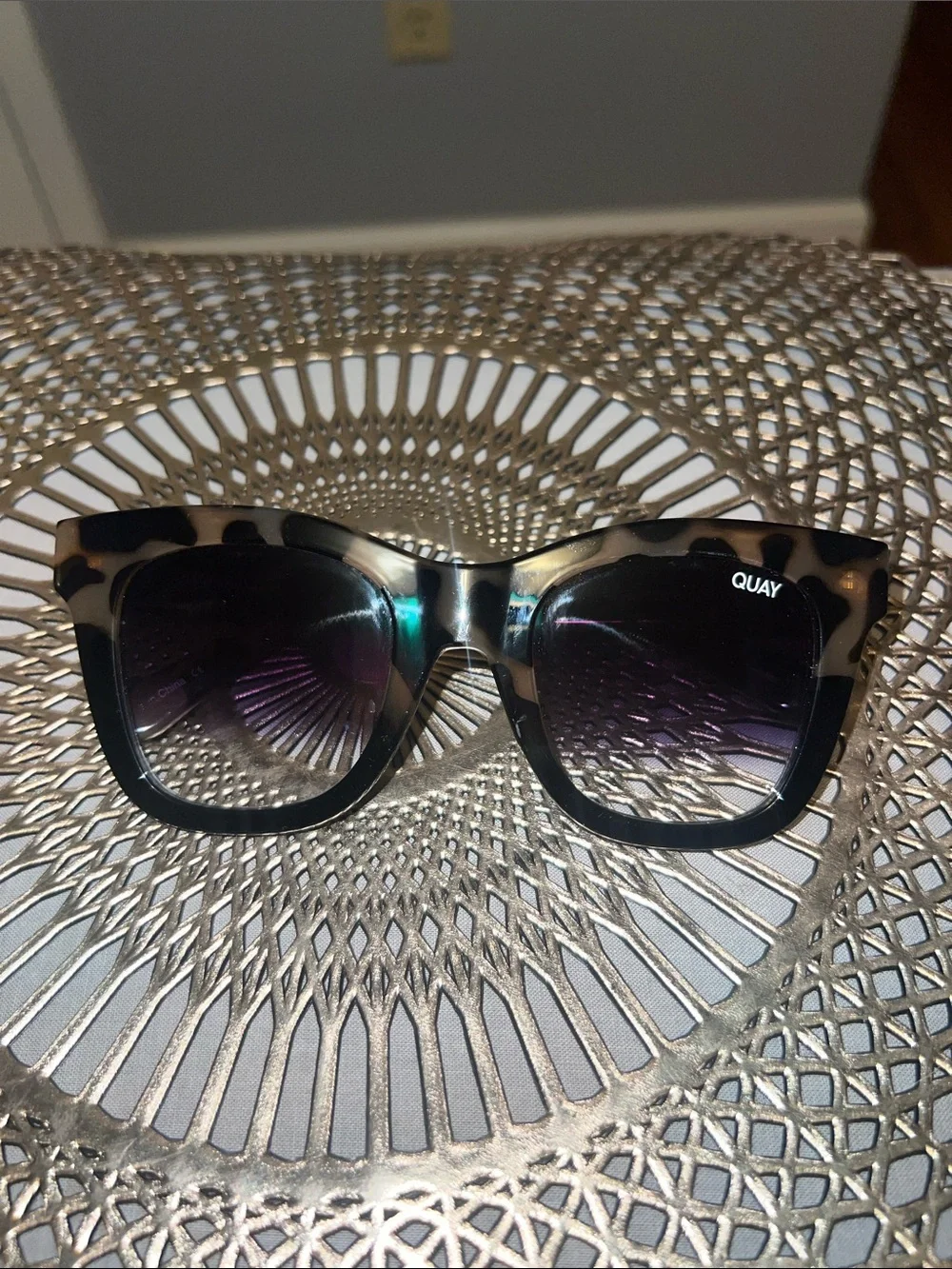Quay Australia Tortoiseshell Sunglasses with Gradient Purple Lenses
